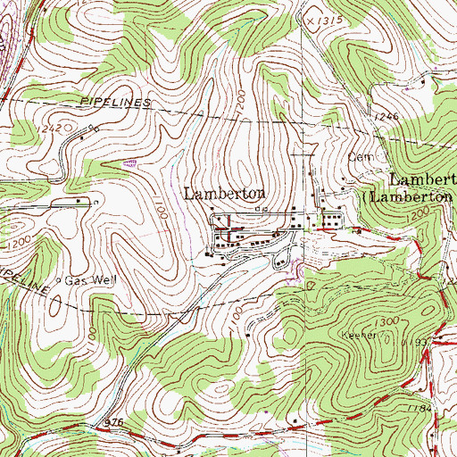 Topographic Map of Lamberton, PA