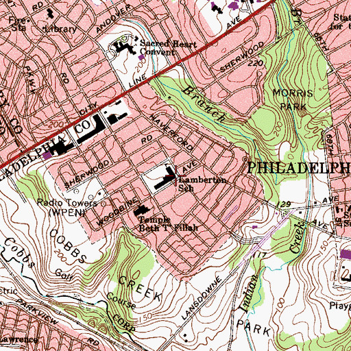 Topographic Map of Lamberton School, PA