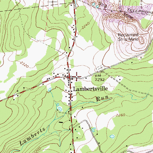 Topographic Map of Lambertsville, PA