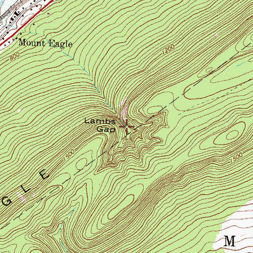 Topographic Map of Lambs Gap, PA