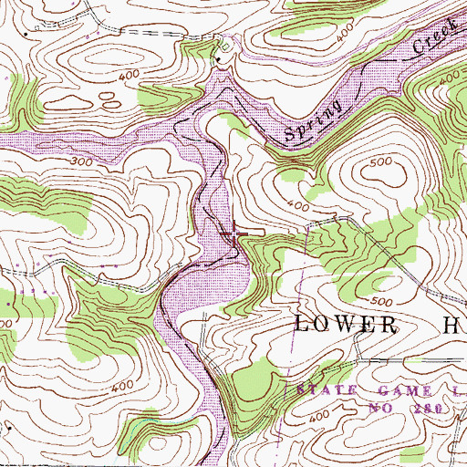 Topographic Map of Lamms Bridge, PA