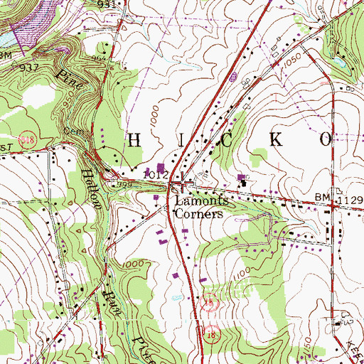 Topographic Map of Lamonts Corners, PA