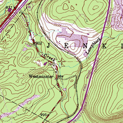 Topographic Map of Lampblack Creek, PA