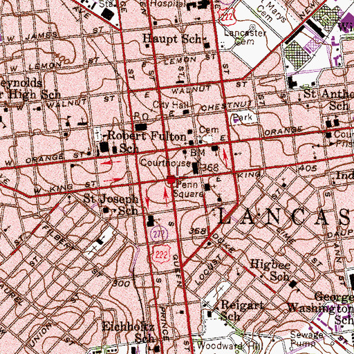 Topographic Map of Lancaster, PA