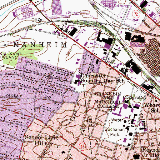 Topographic Map of Lancaster Country Day School, PA