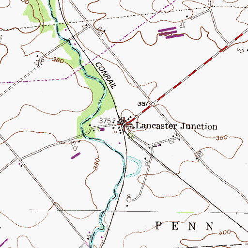 Topographic Map of Lancaster Junction, PA
