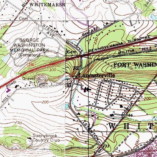 Topographic Map of Lancasterville, PA