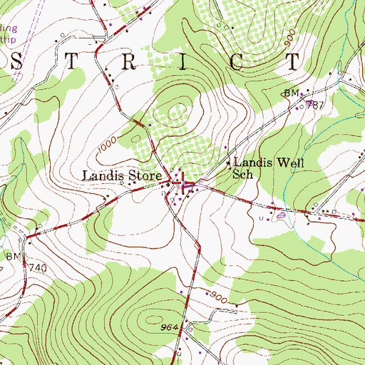 Topographic Map of Landis Store, PA