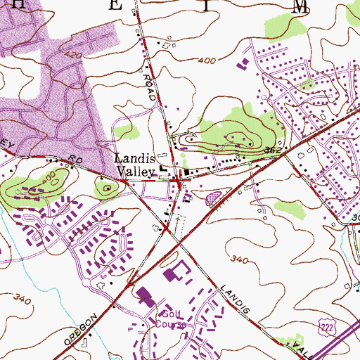 Topographic Map of Landis Valley, PA