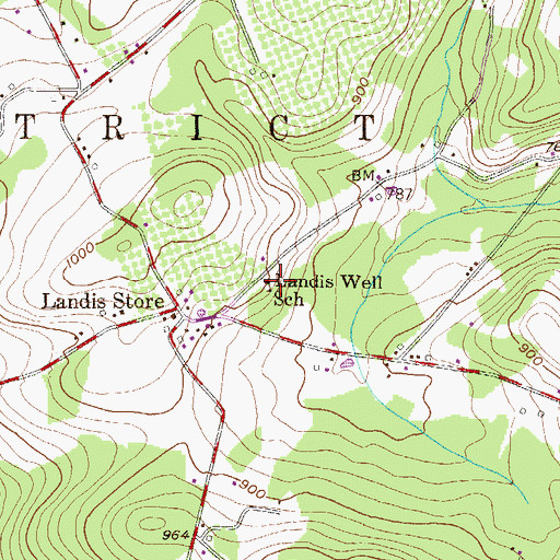 Topographic Map of Landis Well School, PA