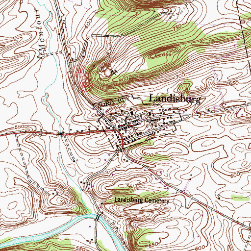 Topographic Map of Landisburg, PA