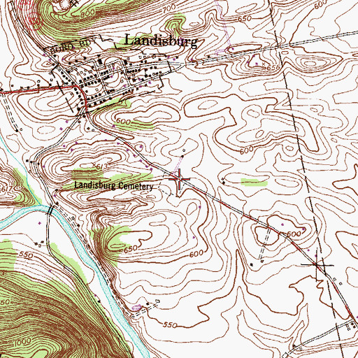 Topographic Map of Landisburg Cemetery, PA