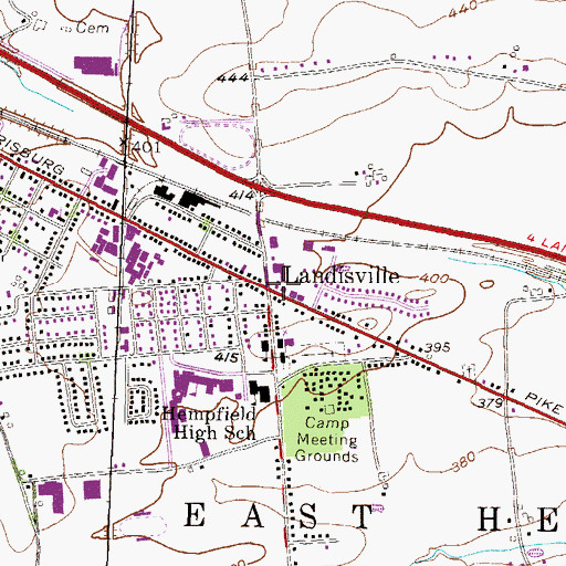 Topographic Map of Landisville, PA