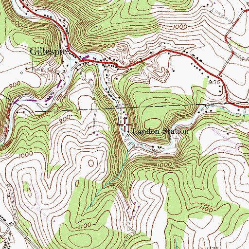 Topographic Map of Landon Station, PA