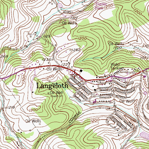 Topographic Map of Langeloth, PA