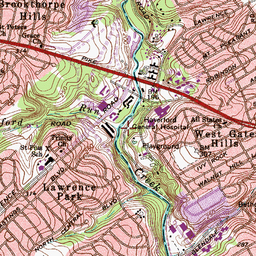 Topographic Map of Langford Run, PA