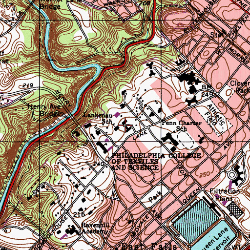 Topographic Map of Lankenau School, PA
