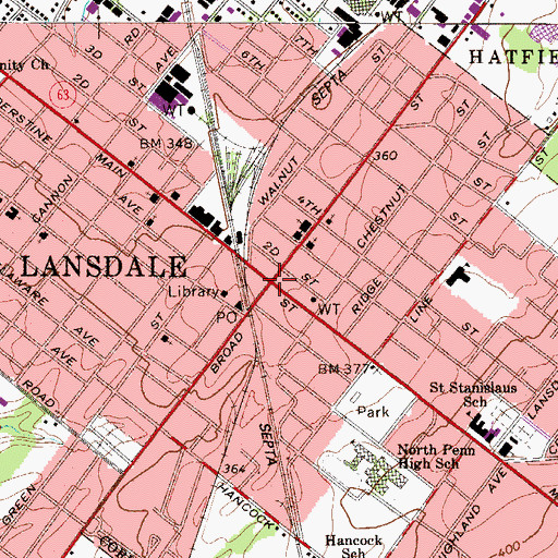 Topographic Map of Lansdale, PA