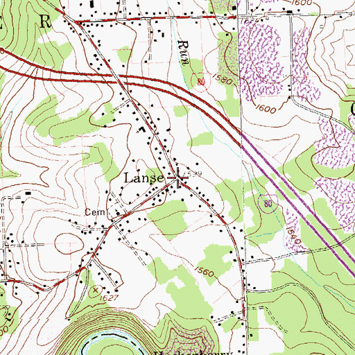 Topographic Map of Lanse, PA