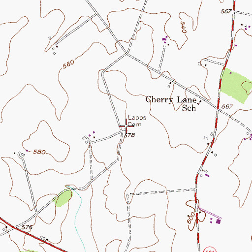Topographic Map of Lapps Cemetery, PA