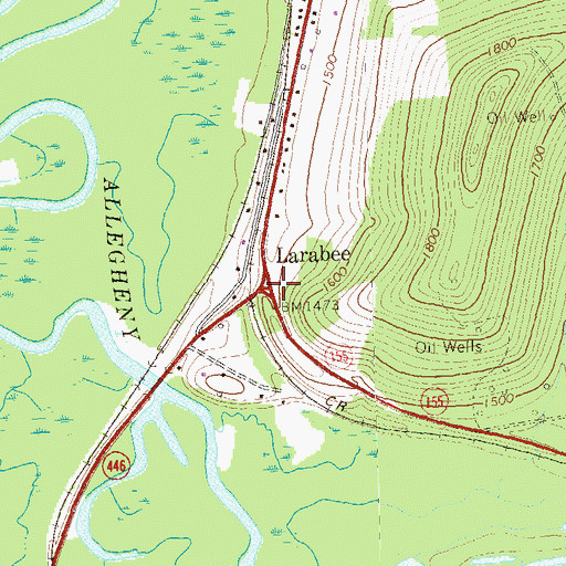 Topographic Map of Larabee, PA