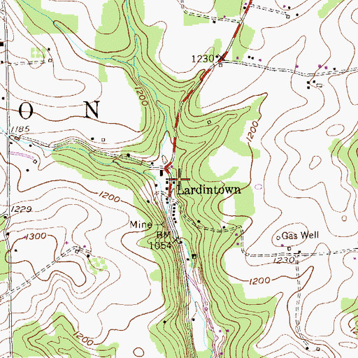 Topographic Map of Lardintown, PA