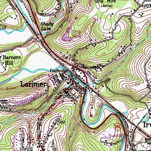 Topographic Map of Larimer, PA