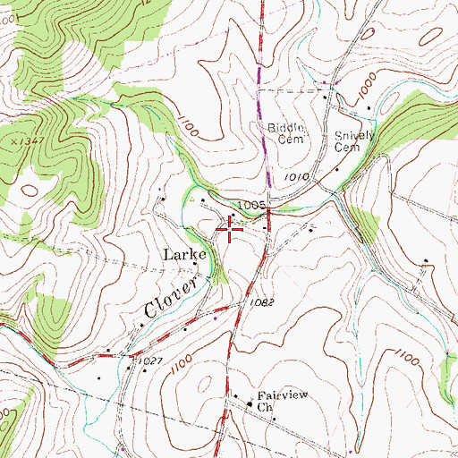 Topographic Map of Larke, PA