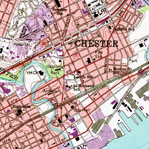 Topographic Map of Larkin School, PA