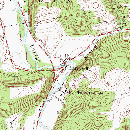 Topographic Map of Larryville, PA