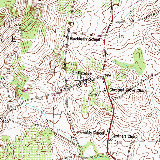 Topographic Map of Latimore, PA