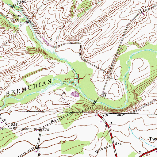 Topographic Map of Latimore Creek, PA