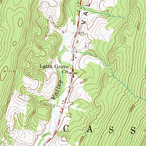 Topographic Map of Latta Grove Church, PA