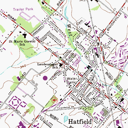 Topographic Map of Laudenslager School, PA