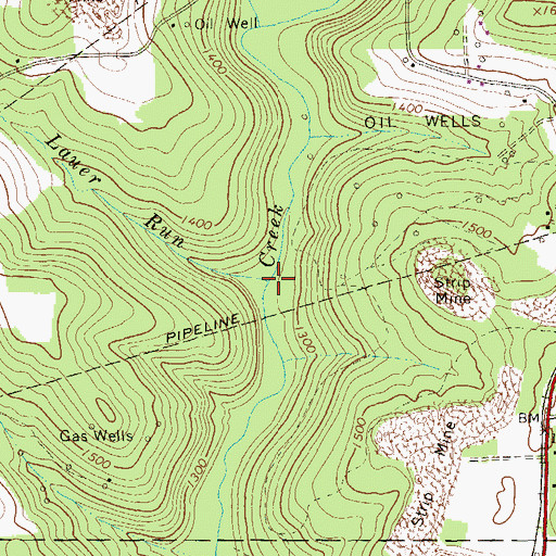Topographic Map of Lauer Run, PA