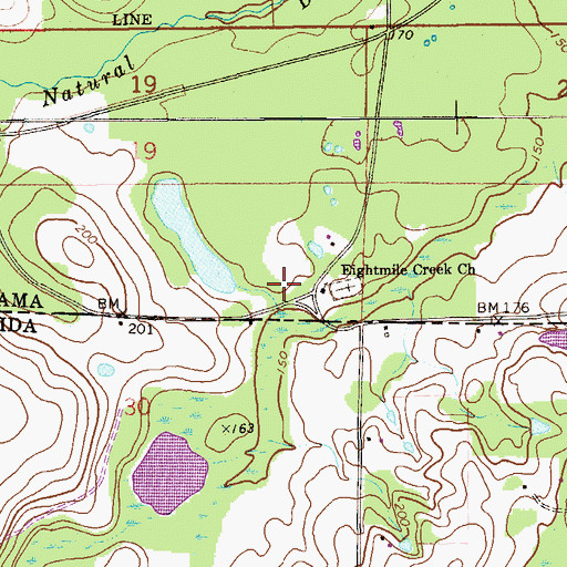 Topographic Map of Eightmile Creek Church, AL