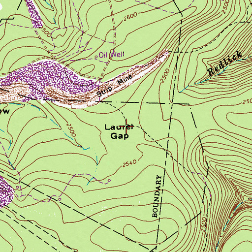 Topographic Map of Laurel Gap, PA