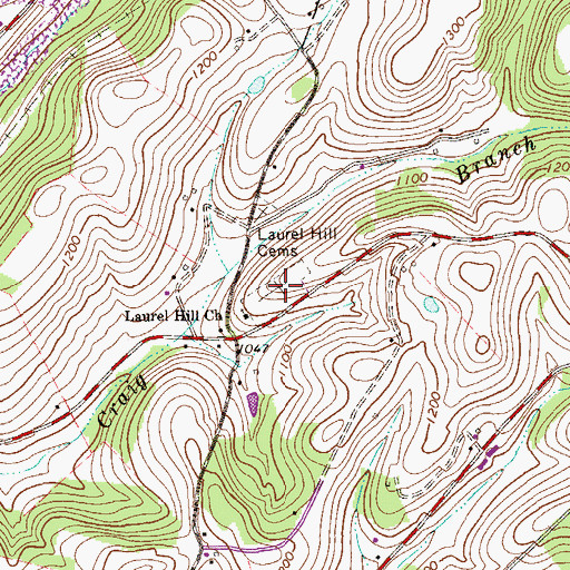 Topographic Map of Laurel Hill Cemeteries, PA