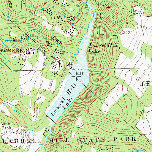 Topographic Map of Laurel Hill Lake, PA