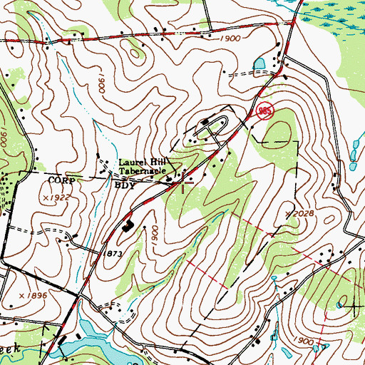 Topographic Map of Laurel Hill Tabernacle, PA