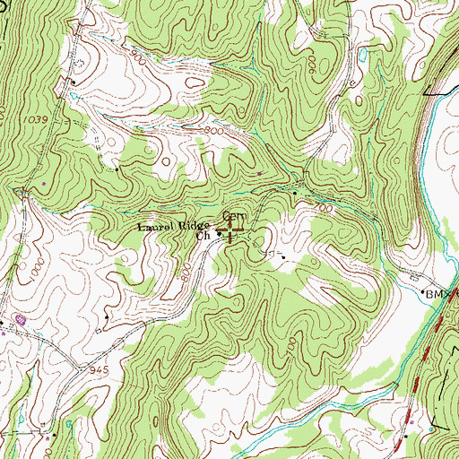 Topographic Map of Laurel Ridge Church, PA