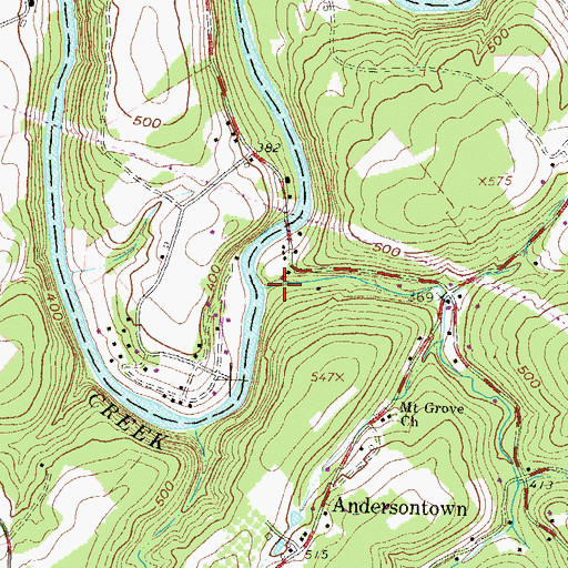 Topographic Map of Laurel Run, PA