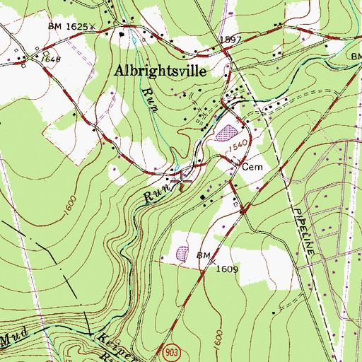 Topographic Map of Laurel Run, PA