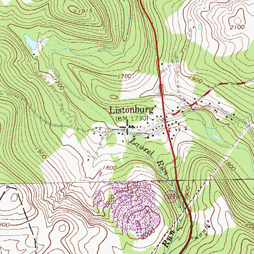 Topographic Map of Laurel Run, PA