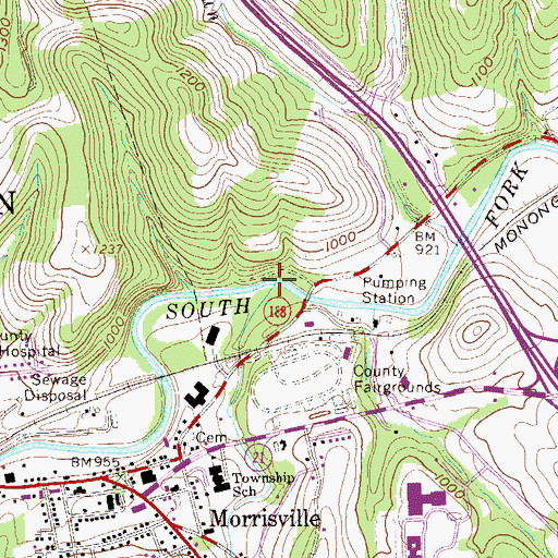 Topographic Map of Laurel Run, PA