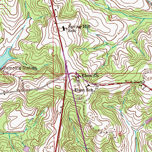 Topographic Map of Elam Church, AL