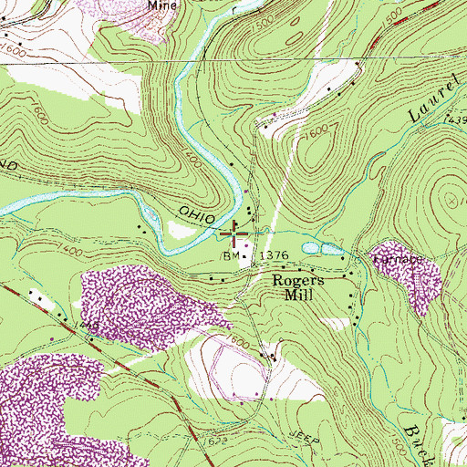 Topographic Map of Laurel Run, PA