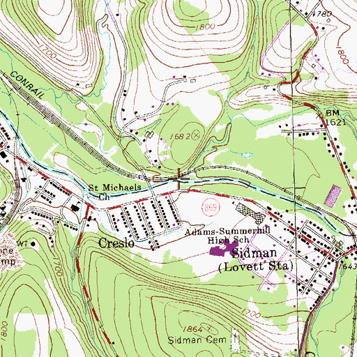 Topographic Map of Laurel Run, PA