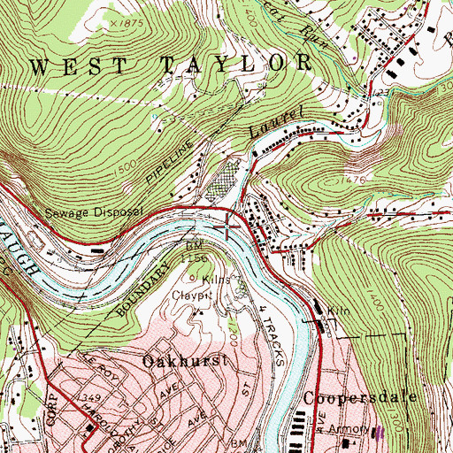 Topographic Map of Laurel Run, PA
