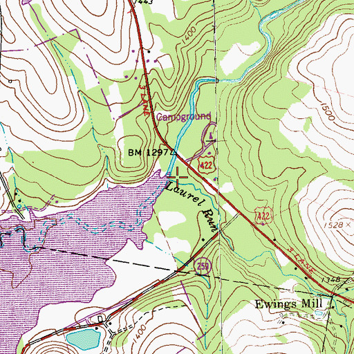 Topographic Map of Laurel Run, PA